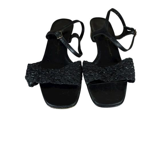 Salvatore Ferragamo Black Leather Braided Strap Sandals Size 6.5 B - Picture 4 of 10
